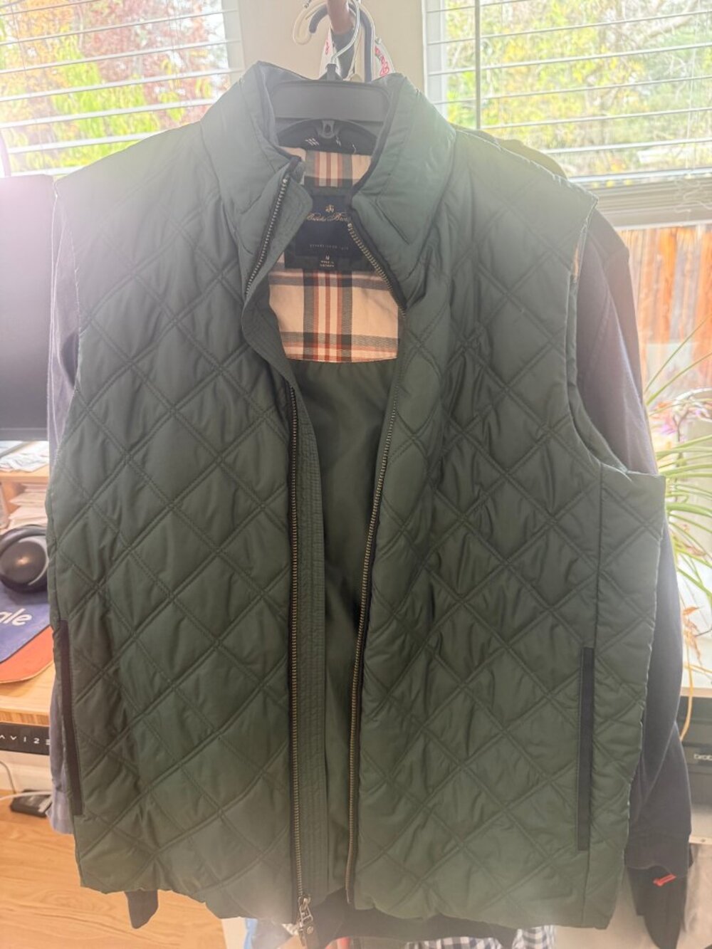 Brooks Brothers Paddock Diamond Quilted Vest Green M